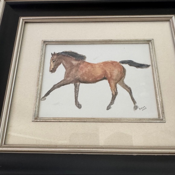 Framed Watercolor Horse Study Painting –‎ Signed “Diana 2005” - Picture 2 of 3